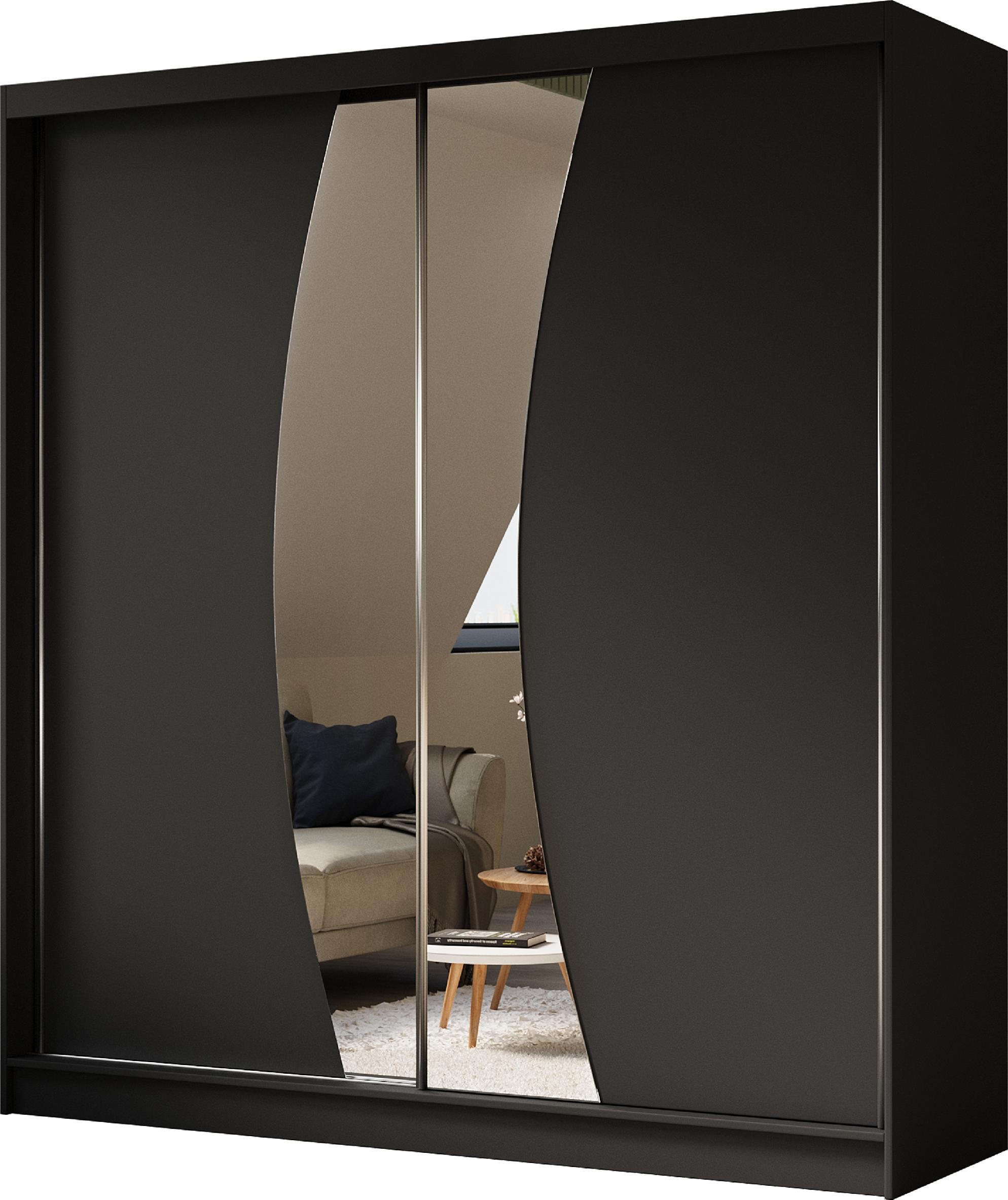 Margaret Hadas24 Schwebetürenschrank Schwarz 200x216x61 cm