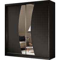 SCHWEBETÜRENSCHRANK Vex 200 cm mit Spiegel, 2-türig, schwarz - Schwarz, Kunststoff (200/216/61cm) - Margaret Hadas24