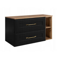 WASCHBECKUNTERSCHRANK CLASSIC 80 cm mit Arbeitsplatte Farbe: Eichen Craft mit einer Mattzblacken Platte - Eichefarben/Schwarz, Holzwerkstoff (80/58/46cm) - Rodan