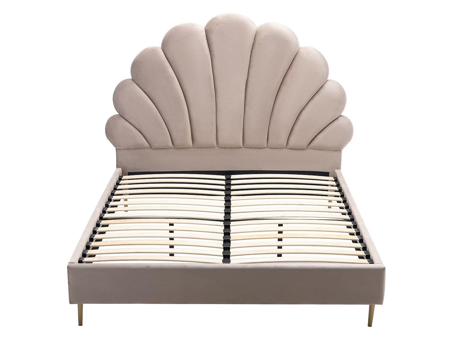 BETTRAHMEN - 2 Personen - samt - beige Livaya - Beige, Textil/Metall (160/200cm) - Vente-Unique