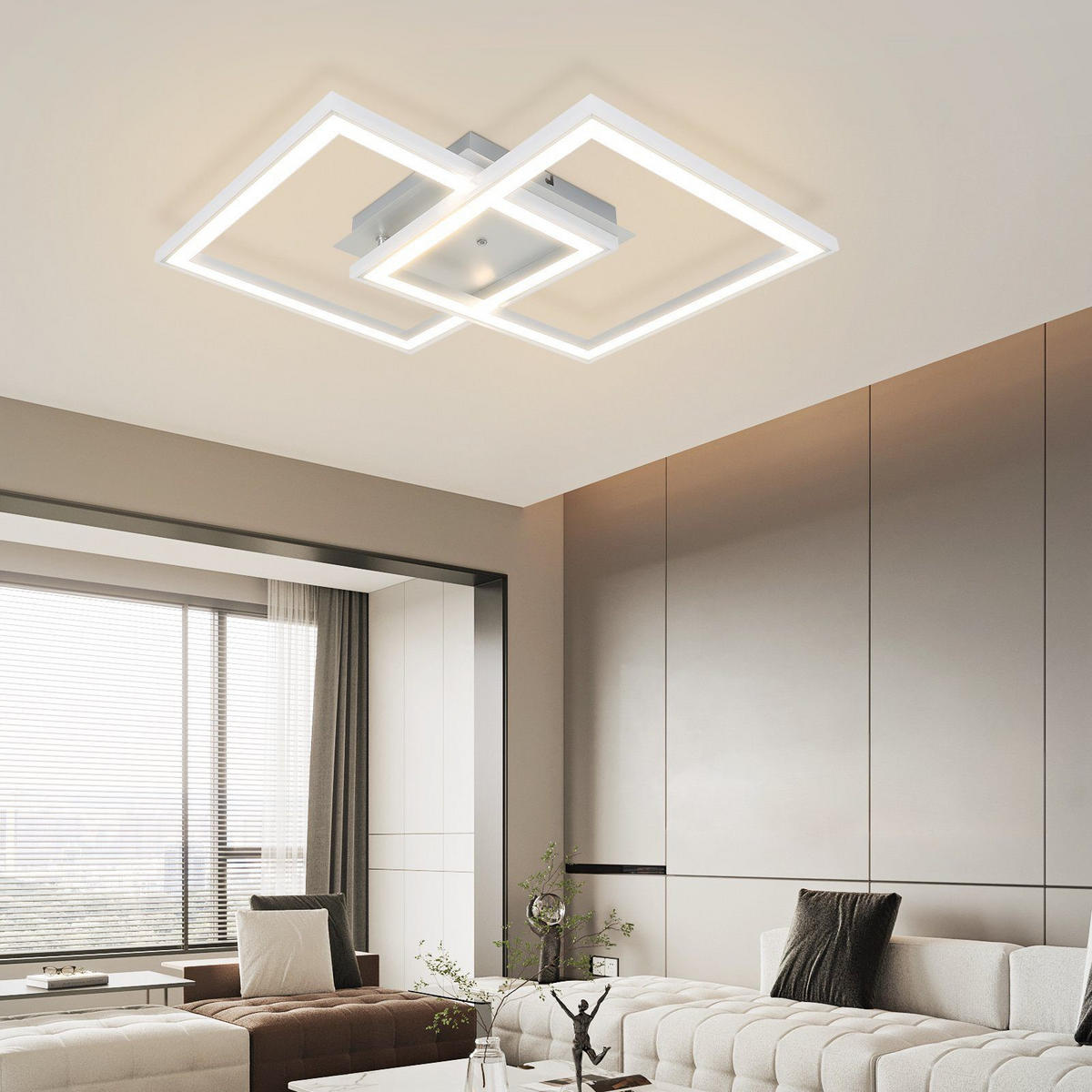 LED-DECKENLEUCHTE Kranzort 44.5/7.0/44.5 cm - Silberfarben, Metall (44.5/44.5/7cm) - ZMH