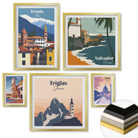 WANDBILDER 5er Set - 50x50 cm & 20x30 cm & 40x60 cm Goldrahmen - Blicke auf berühmte Orte am Meer - Goldfarben, Kunststoff (40/60cm) - ArtPrintCave