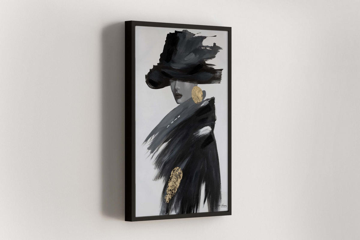 ACRYLBILD HANDGEMALT 60/90 cm - Schwarz, Holz/Textil (60/90cm) - KUNSTLOFT