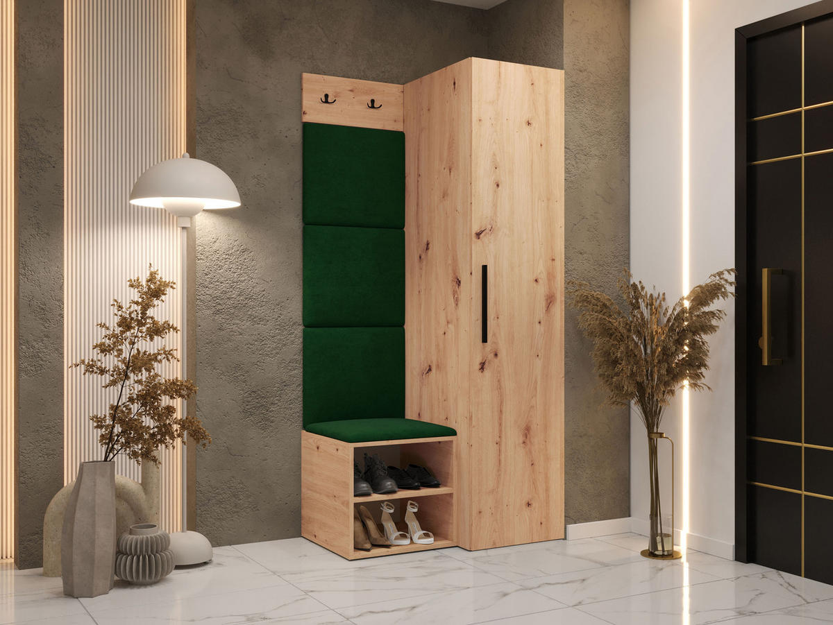 GARDEROBEN-SET Medi III - Schwarz/Eiche Artisan, Holzwerkstoff/Kunststoff (40/191/50cm) - MIRJAN24