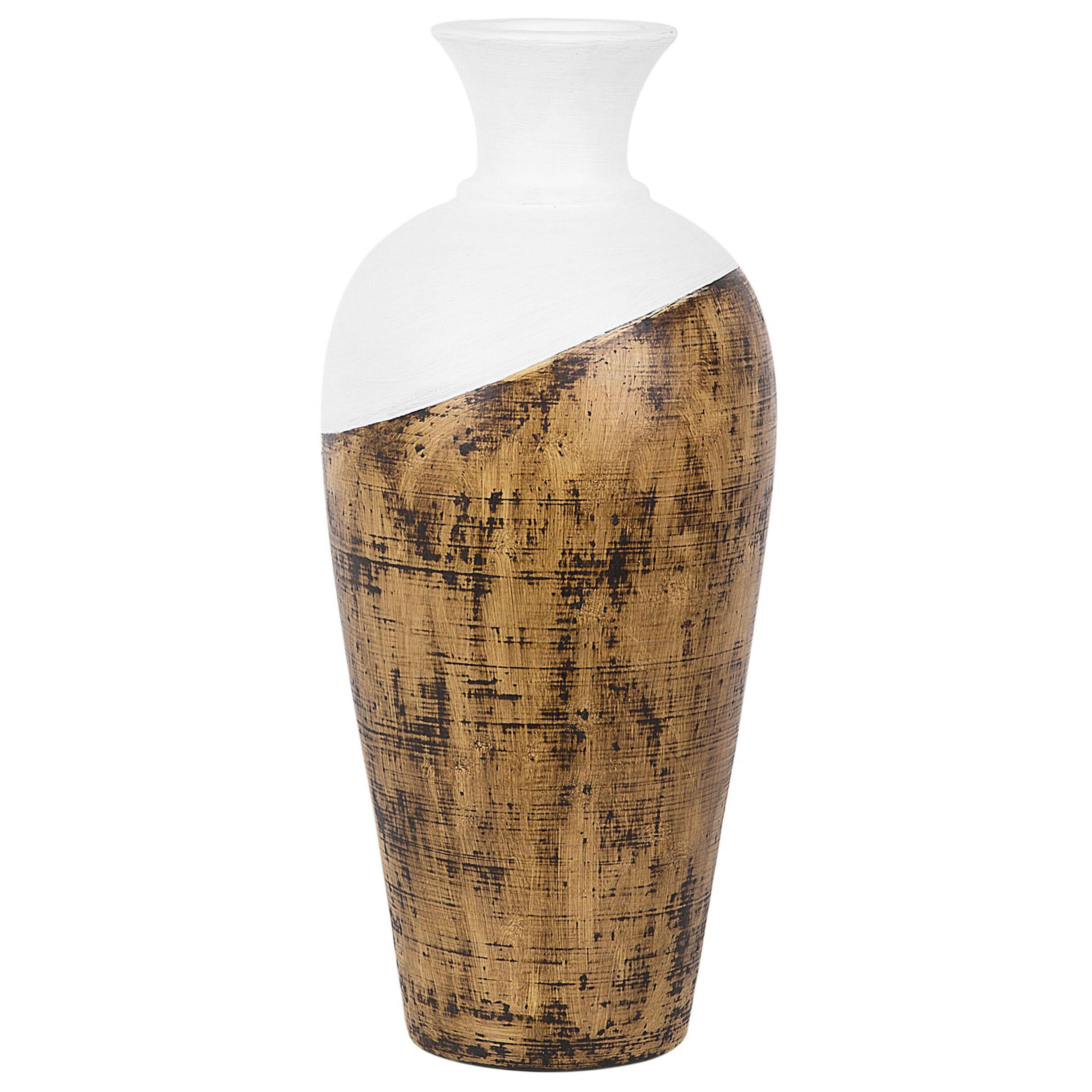 DEKOVASE Terrakotta heller holzfarbton Bona - Hellbraun, Stein (45cm) - Beliani