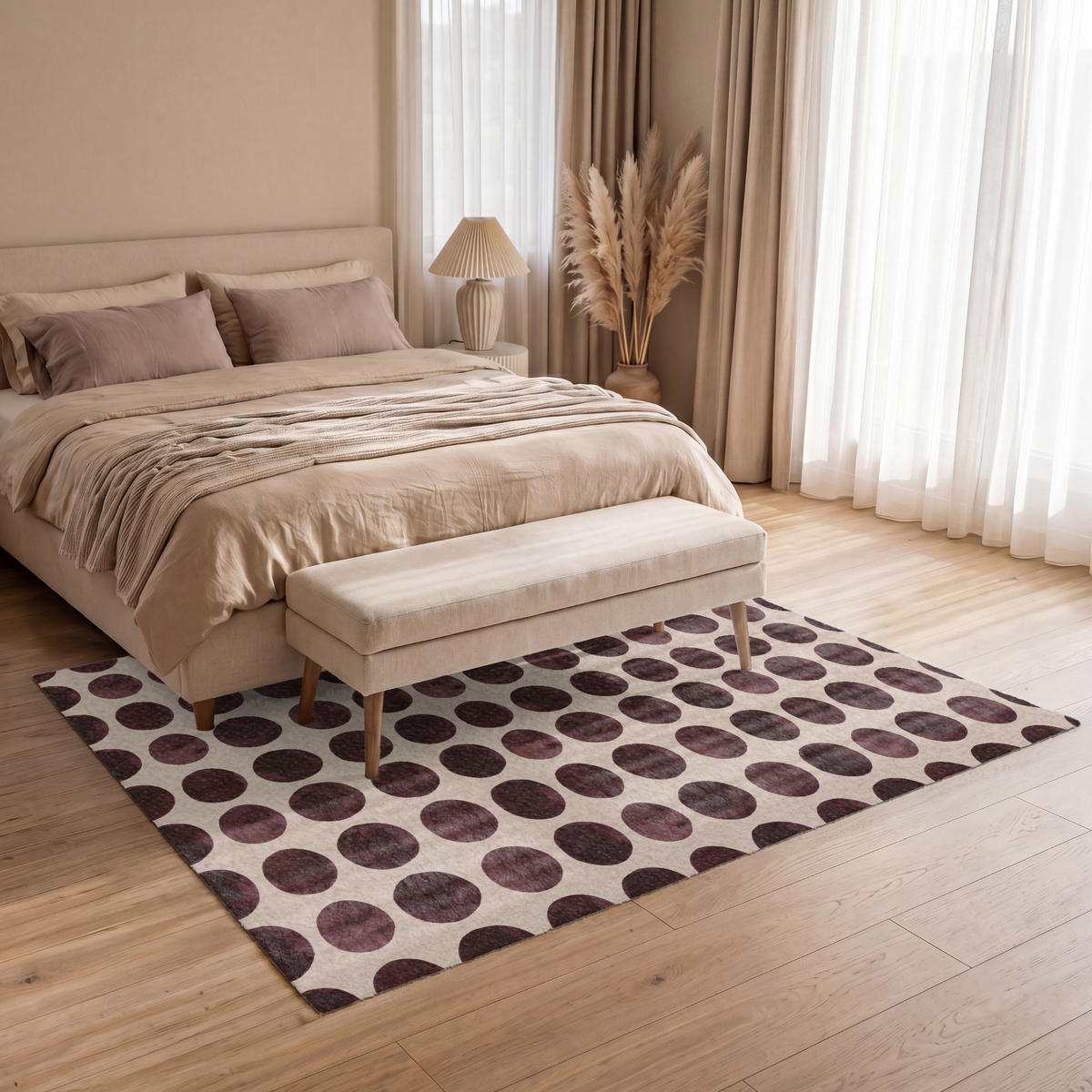 KOBERCE - Bodky - Vzor - Hnedý - 200x140 cm - tmavohnedá, textil/plast (200/0.4cm) - OnlyWow