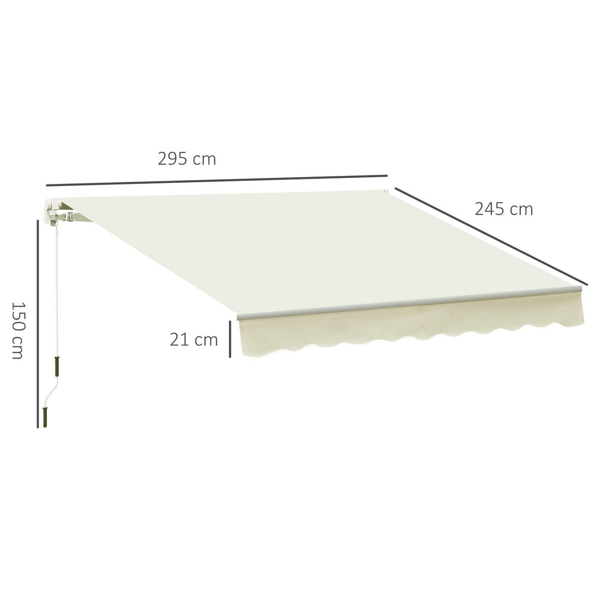 MARKISE DE-13901 mit Kurbel, manuell 295 / 245 cm, Winkel 45°-85° Creme - Creme, Metall (245/1/295cm) - ComfortXL