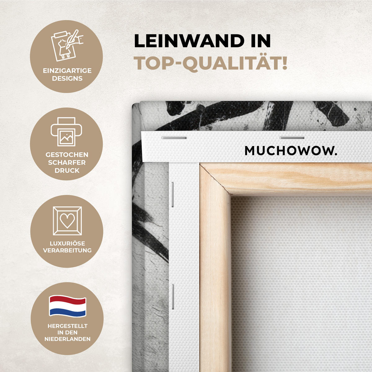 LEINWANDBILD Gesicht - Mund - Graffiti - Schwarz Wandbilder 80x60 cm - Schwarz, Textil (80/60cm) - MuchoWow