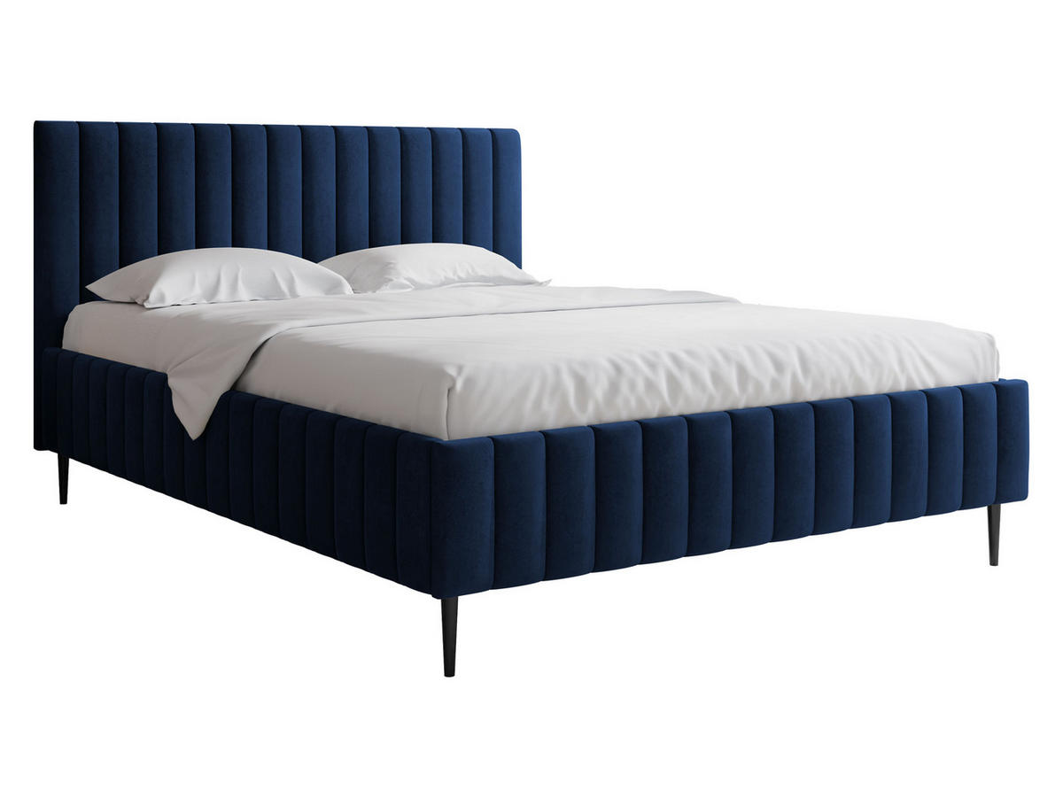 POLSTRBETT Lewezo Leg - Blau/Schwarz, Holzwerkstoff/Textil (180/200cm) - MIRJAN24