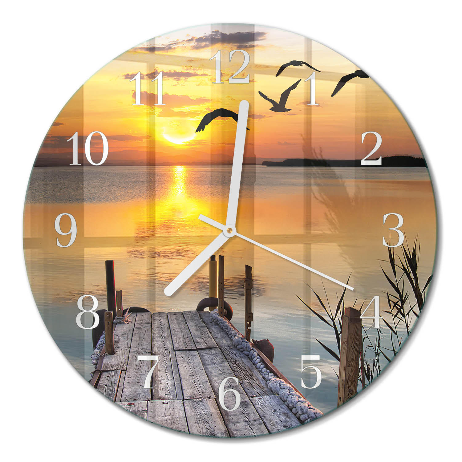 WANDUHR fi30 cm - Bridge Lake - Orange, Glas (30/30/0.4cm) - TULUP