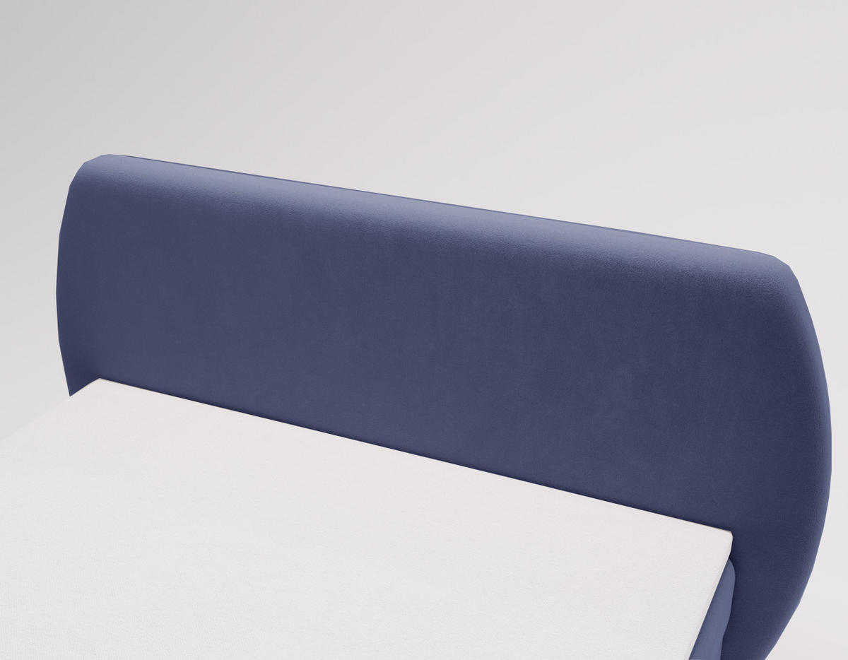 BOXBETT Bloom mit abgerundetem Kopfteil, Stoff Komodo Marineblau 120x200 cm - Dunkelblau, Holz (120/200cm) - Kaiser Möbel