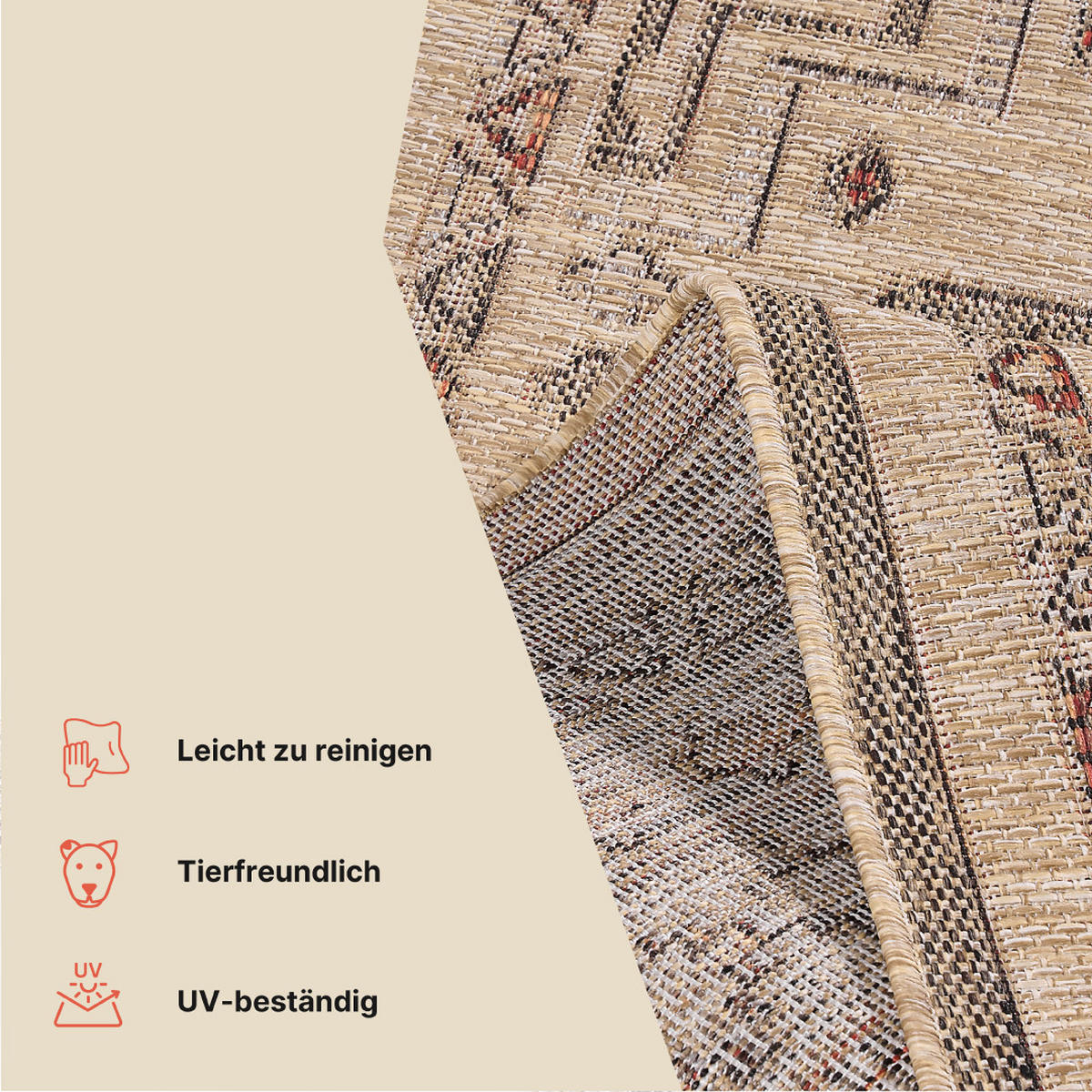 TEPPICH YUCANA Beige Outdoor Flachgewebe 120/170 cm - Beige, Textil (120/170cm) - Tapiso