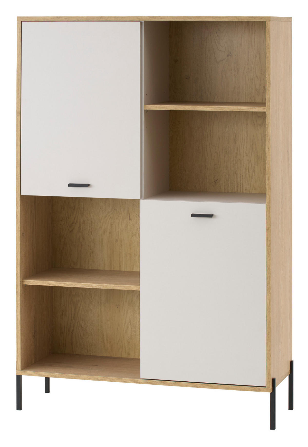 REGALSCHRANK Kaschmir, Eiche 105 x 160 cm, HIGHBOARD mit Soft-Close - Kaschmir/Eichefarben, Holzwerkstoff/Metall (105/160/40cm) - Furn.Design