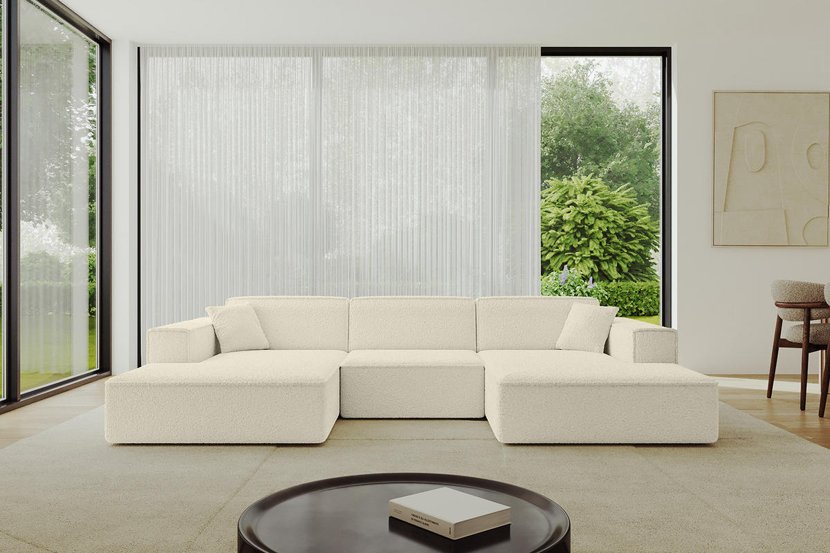 WOHNLANDSCHAFT IREA-U1-v4 - 303x171x79 cm Beige - Creme, Holzwerkstoff/Textil (303/79/171cm) - ALTDECOR