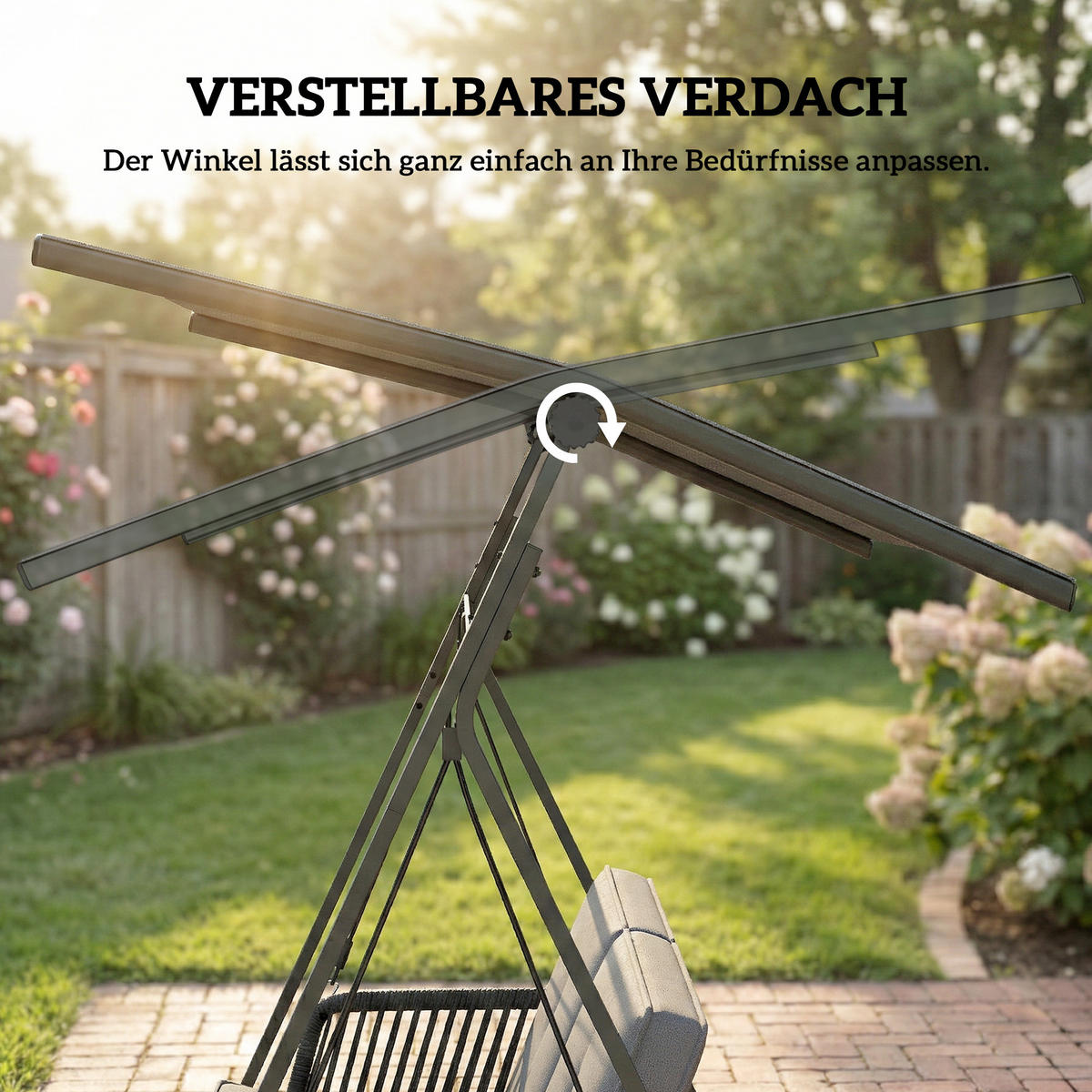 RATTAN-SCHAUKEL PE-Rattan Stahl Dunkelgrau - Dunkelgrau, Textil/Metall (128/168/150cm) - Outsunny