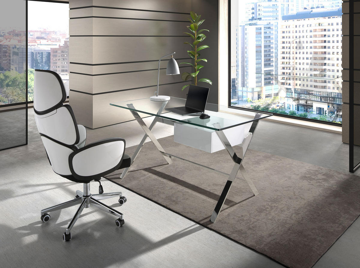 CHEFSESSEL Grau Weiß Stahl 64/69/118 cm - Edelstahlfarben/Weiß, Textil (64/118/69cm) - ANGEL CERDA
