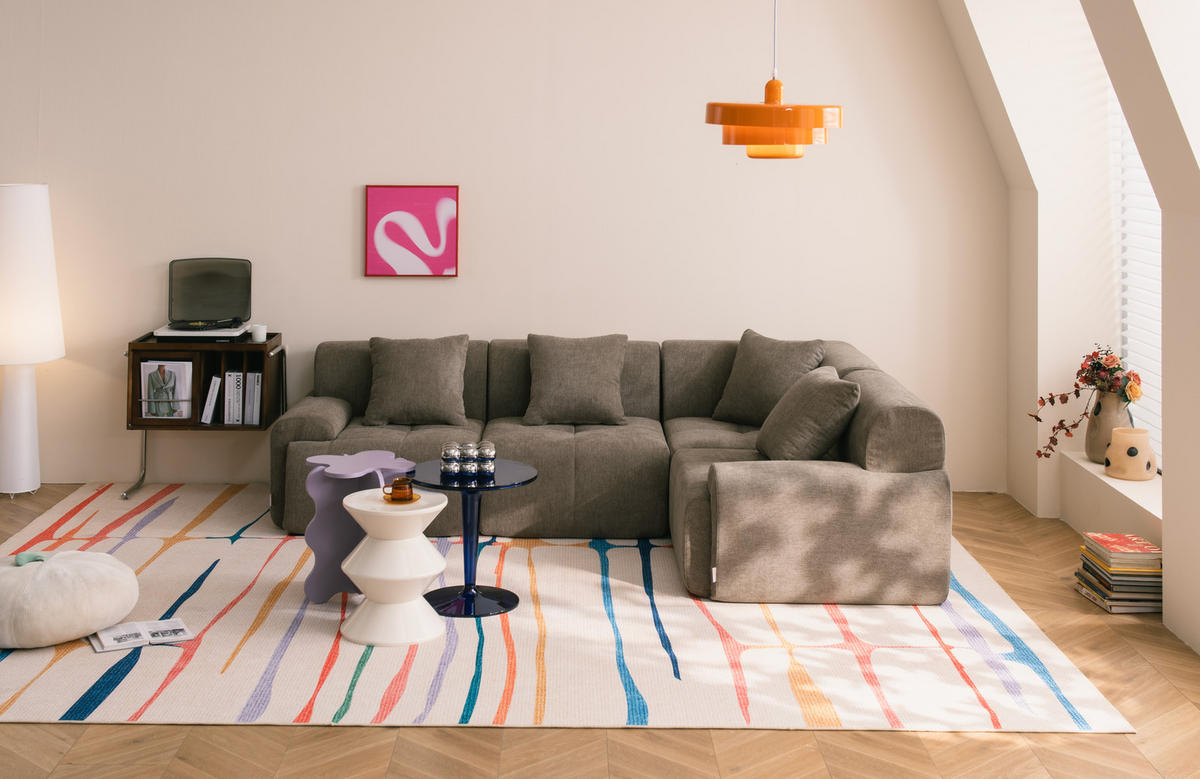 ECKSOFA Chenille Aschbraun - Braun, Textil (260/185cm) - MILYsofa