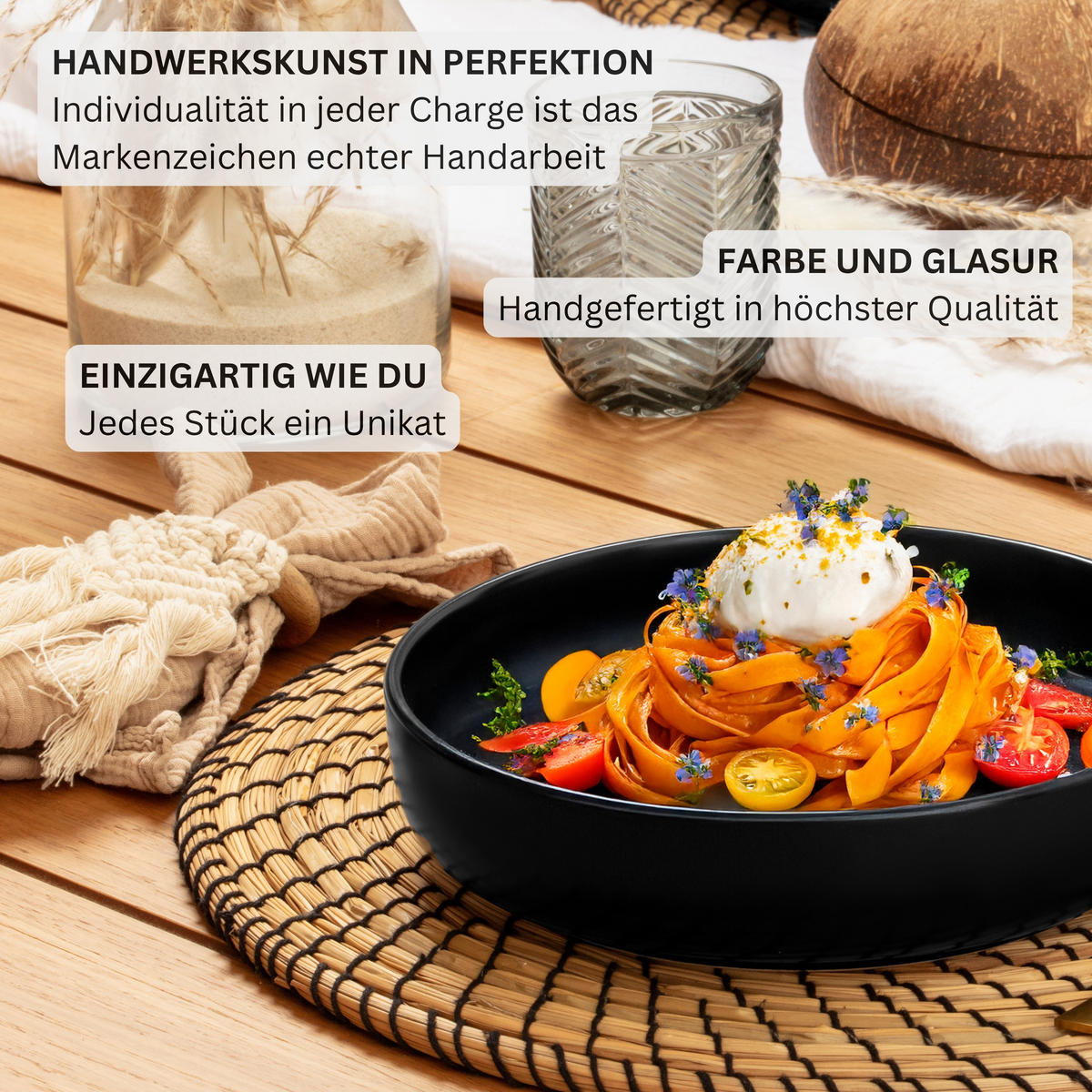 PASTASCHALEN MADEIRA - 6 teilig aus Steingut - Schwarz, Stein (20.5cm) - Sänger