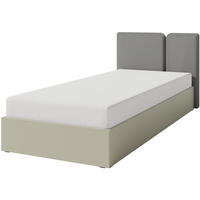 JUGENDBETT Lico mit Bettkasten, 90x200 cm, Eukalyptus - Eukalyptusholzfarben/Schwarz, Holzwerkstoff (90/200cm) - Beautysofa