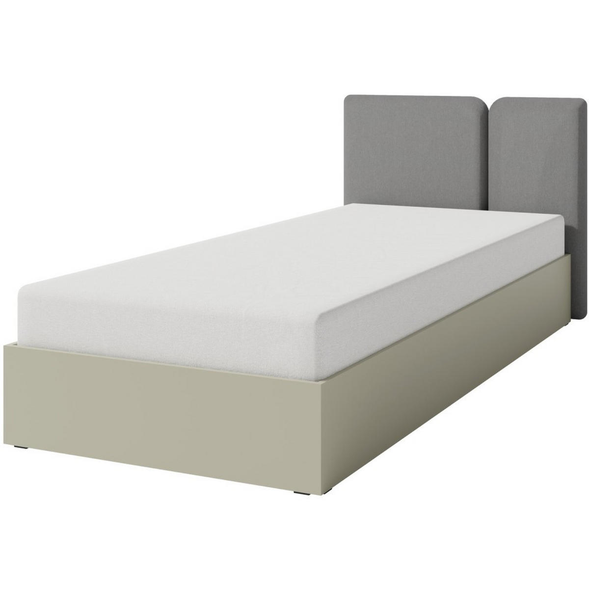 JUGENDBETT Lico mit Bettkasten, 90x200 cm, Eukalyptus - Eukalyptusholzfarben/Schwarz, Holzwerkstoff (90/200cm) - Beautysofa