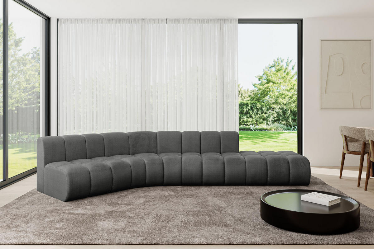 ECKSOFA modulares Sofa Brilo-L1 - 380x174x70 cm Dunkelgrau - Dunkelgrau, Holzwerkstoff/Textil (380/174cm) - ALTDECOR