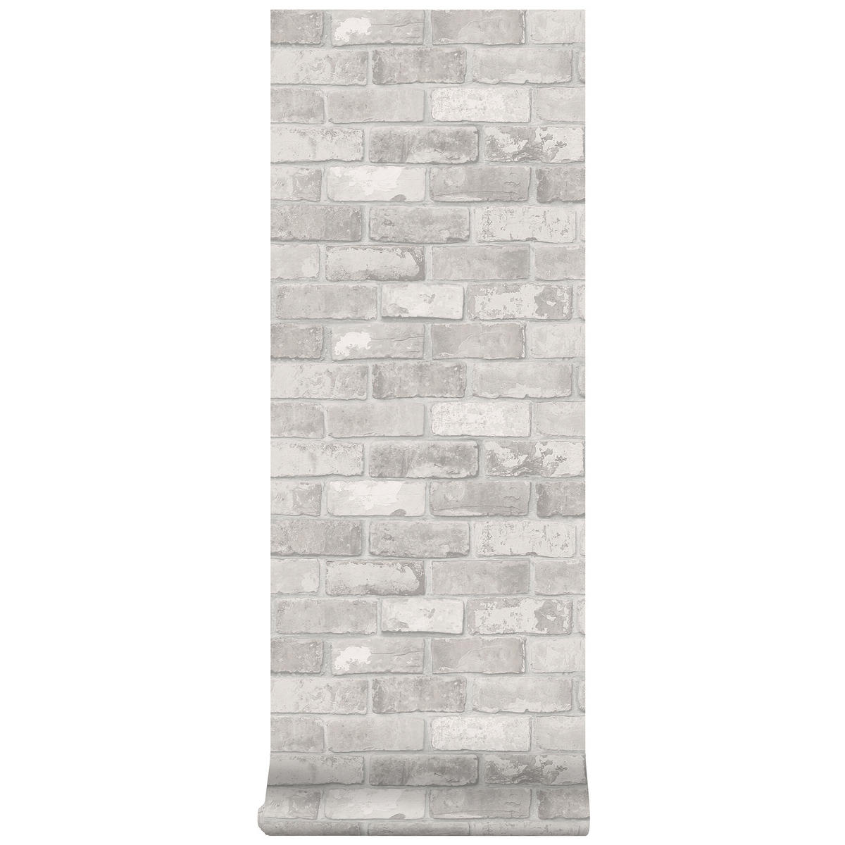 VLIESTAPETE Ziegel - Hellgrau, Papier/Kunststoff (53/1000cm) - Walldoctor