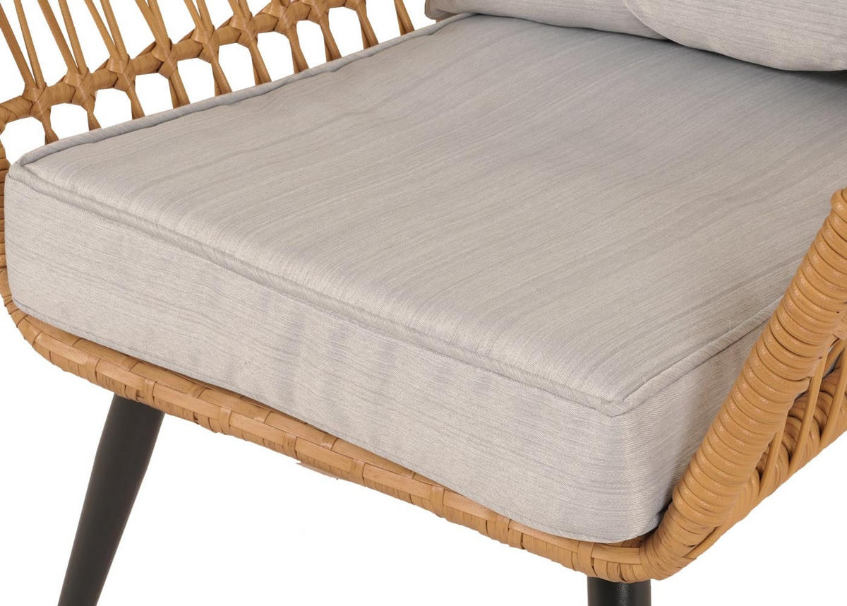 GARTEN-GARNITUR aus Poly-Rattan HxBxT 78x64x72cm Sitzhöhe 41cm Hellgrau - Hellgrau, Kunststoff - PROREGAL