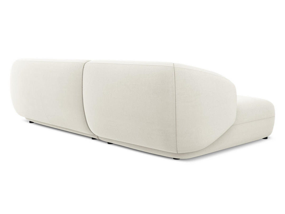 ECKSOFA Links Samt Stoff Beige - Beige/Creme, Kunststoff/Textil (156/280cm) - Makamii