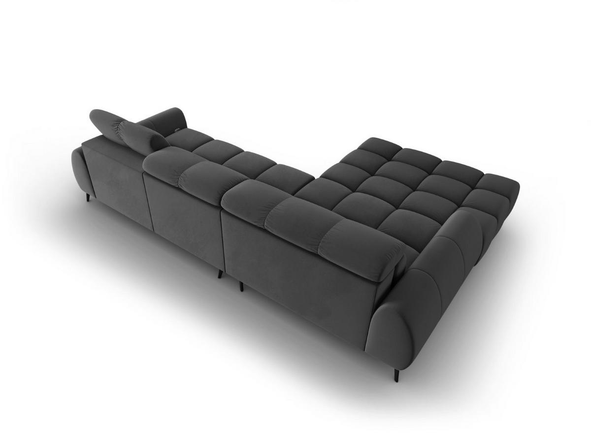ELEKTRISCHES-ECKSOFA links Alyse aus Samt grau 5 Sitzplätze - Grau, Textil (188/295cm) - Micadoni