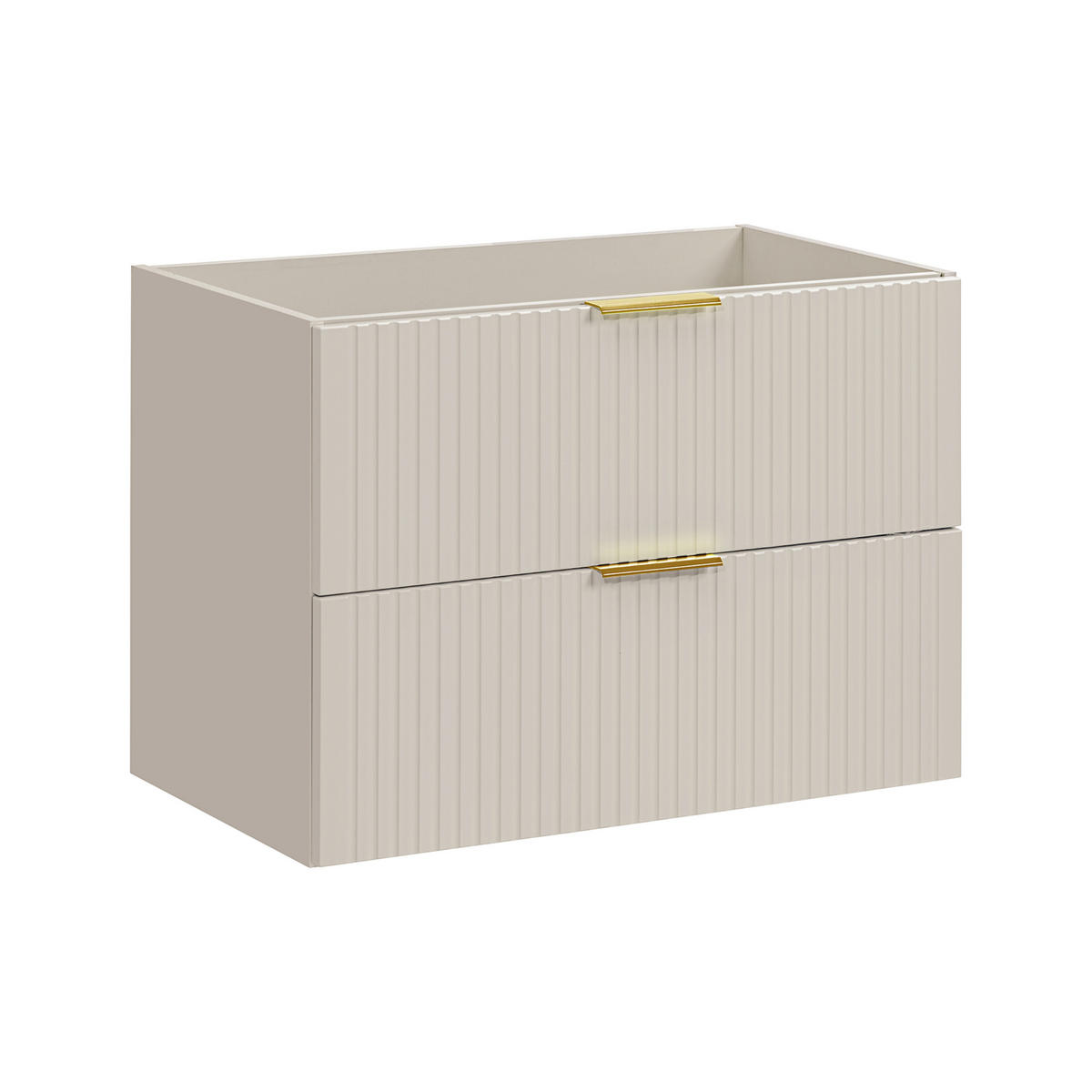 WASCHBECKENUNTERSCHRANK ADEN SET2 Profilierte Fronten Kaschmir - Kaschmir/Schwarz, Glas/Holzwerkstoff (80/60/46cm) - Komodee