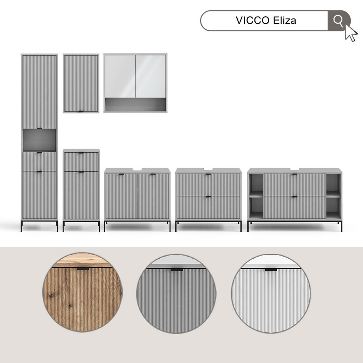 BADMÖBEL-SET Eliza Viking Oak 3 Teile - Eichefarben, Holzwerkstoff (100/63/45.1cm) - Vicco