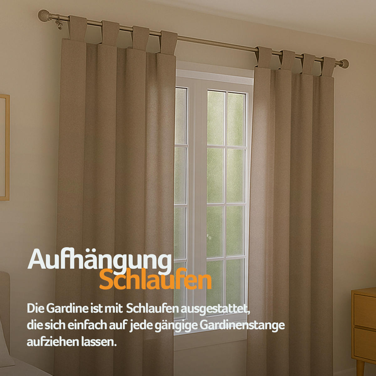 SCHLAUFENSCHAL blickdicht 140x245 cm Sandgrau 2er-Pack - Sandfarben, Textil (140/245cm)