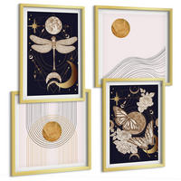 BILDER SET 4er Set - 50x50 cm & 40x60 cm Goldrahmen - Naturmotive mit dem Mond - Goldfarben, Kunststoff (50/50cm) - TULUP