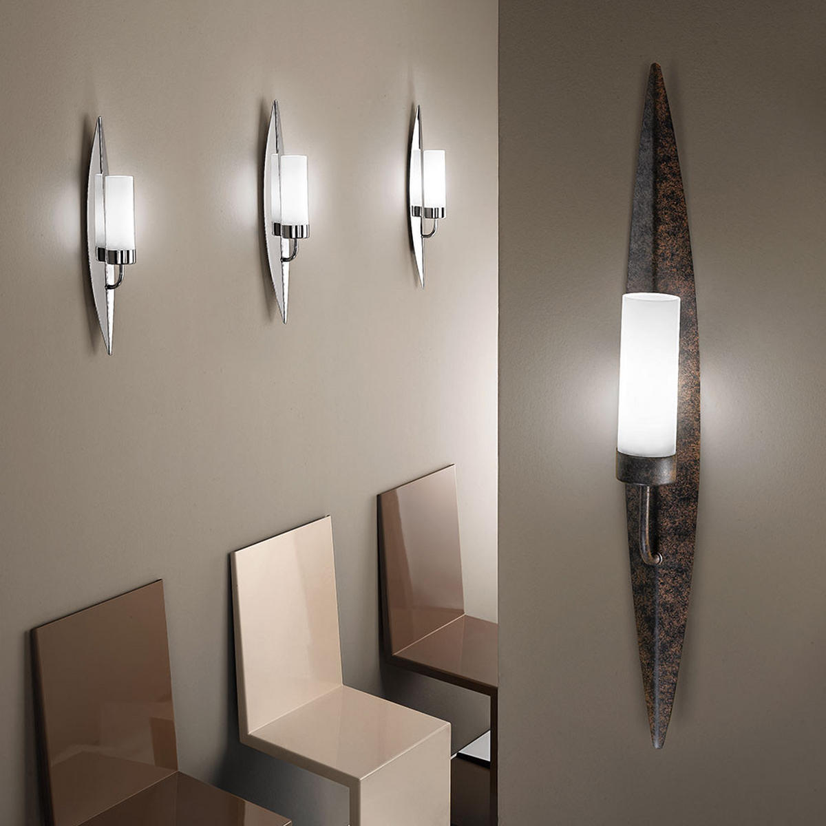 WANDLEUCHTE Metall Chrom Silber - Silberfarben, Glas (10/50/7.5cm)