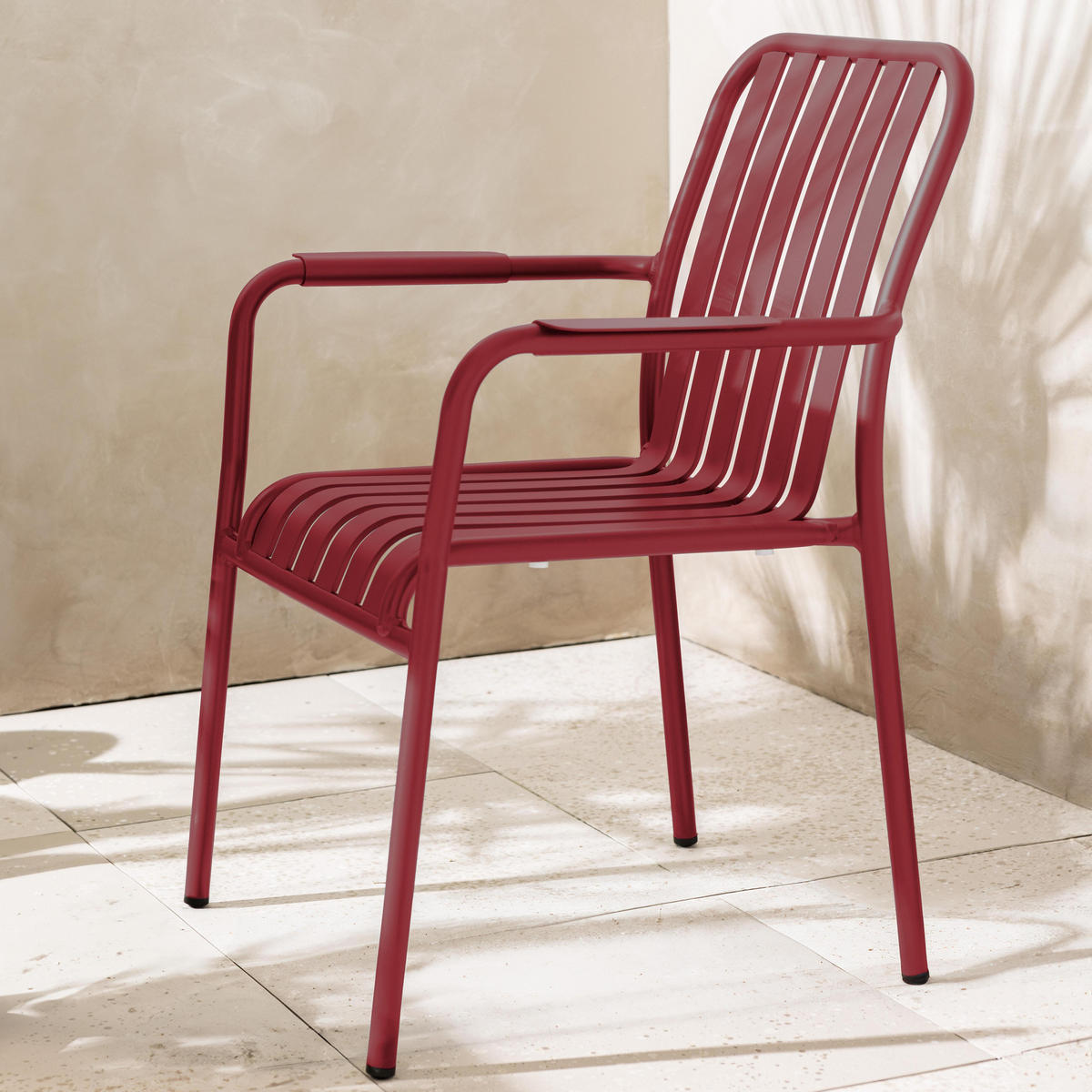 GARTENSTUHL, Rot - Rot, Metall (62/85/61cm) - Oviala