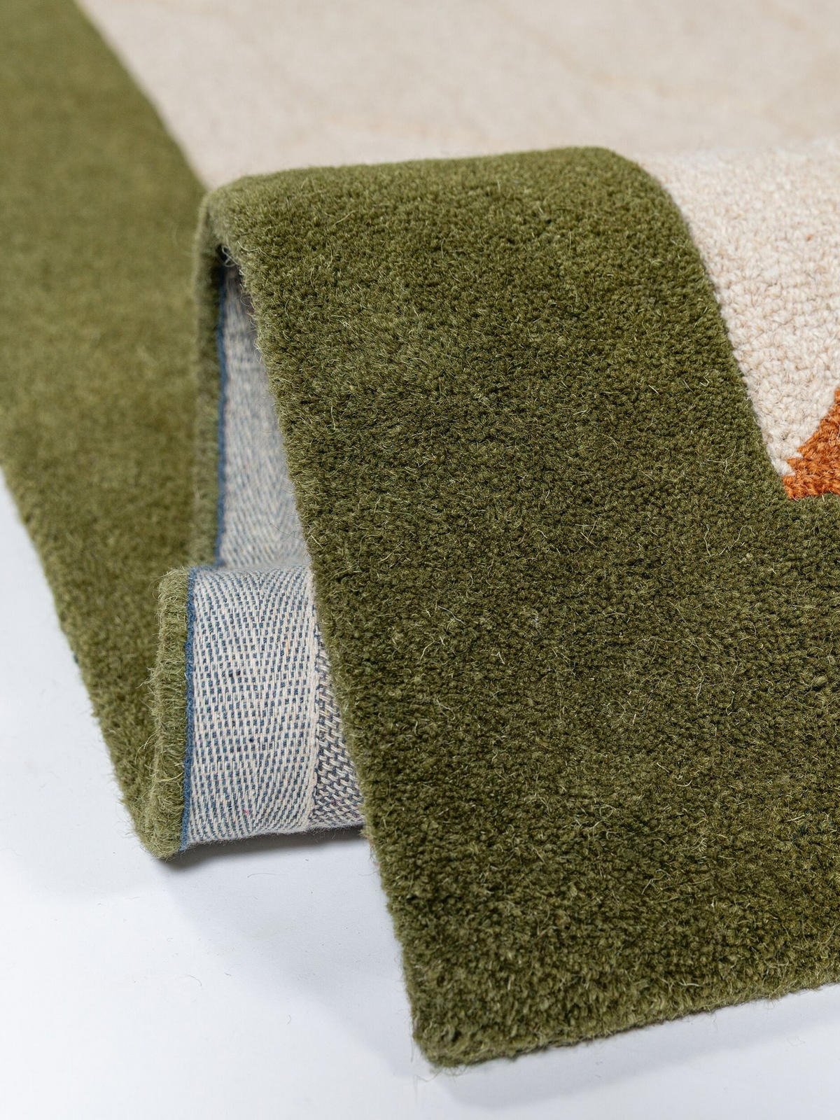 WOLLTEPPICH handgetuftet DARENT, Wabenmuster, Erdtöne-Grün, 200 x 290 cm - Grün, Textil (200/290cm) - KADIMA DESIGN