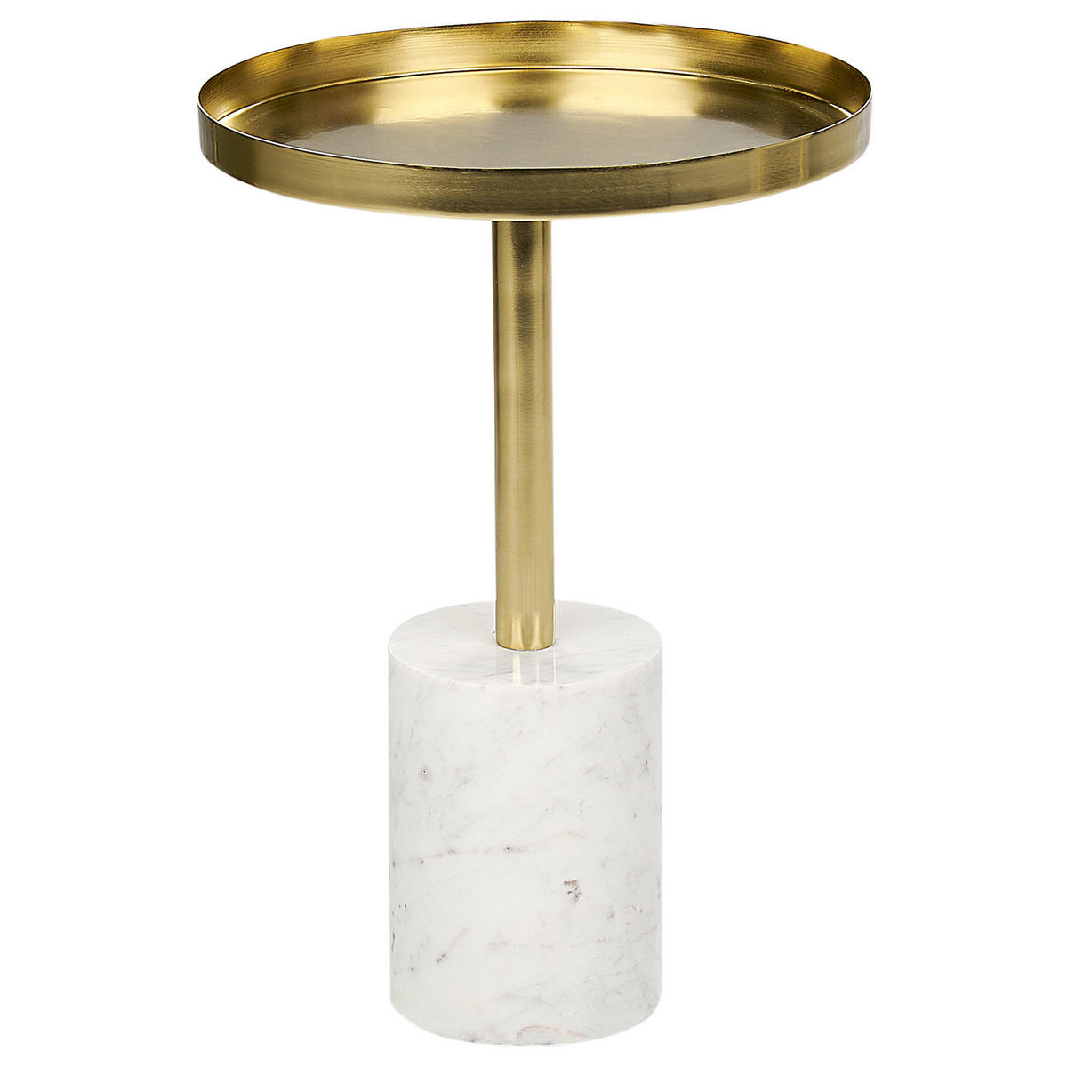 BEISTELLTISCH Metall/Marmor gold/weiß rund 36 cm Camelo - Goldfarben/Weiß, Metall (36/36/52cm) - Beliani