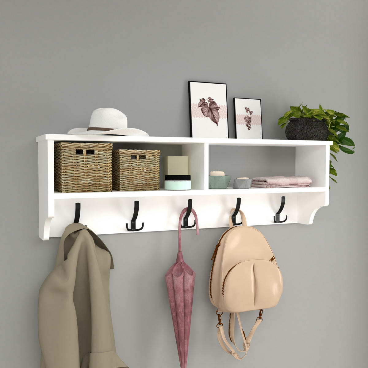 WANDGARDEROBE Åstorp - Weiß, Holzwerkstoff (120/37/22cm) - [en.casa]