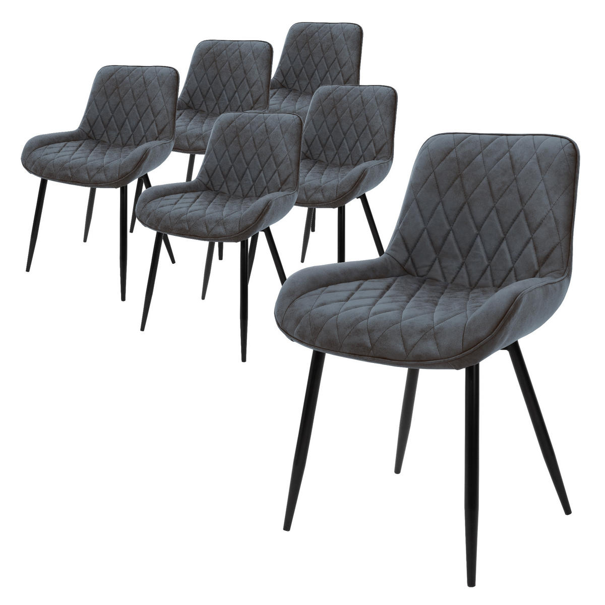 ESSZIMMERSTUHL Anthrazit PU-Leder 6er Set - Anthrazit, Metall (54/81/60cm) - ML-DESIGN