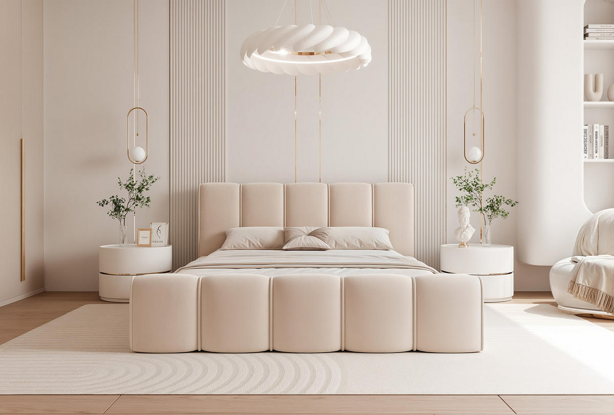 POLSTERBETT LLALO 180x200 cm, Beige - Beige, Textil (200/180cm) - Fedve