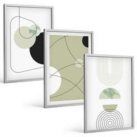 BILDER SET 3er Set - 40x60 cm Silberner Rahmen - Abstrakte Formen und Farben - Silberfarben, Kunststoff (40/60cm) - TULUP