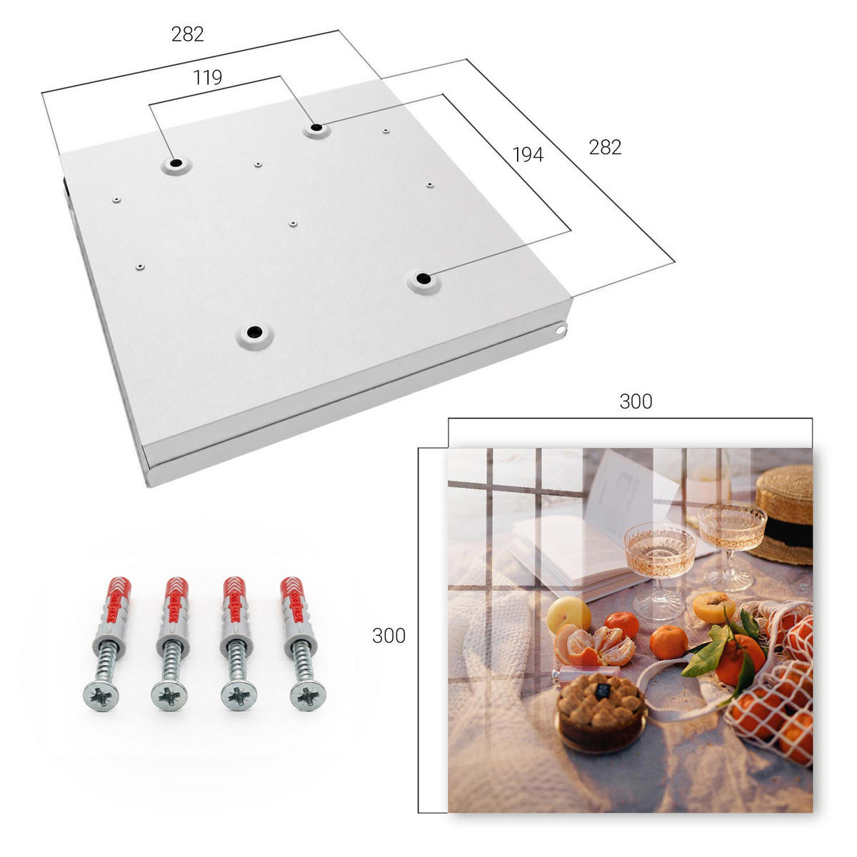 SCHLÜSSELBOX Weiß 30x30 cm – Türöffnung nach rechts - Sommerpicknick - Orange, Metall (30/30/5cm) - TULUP