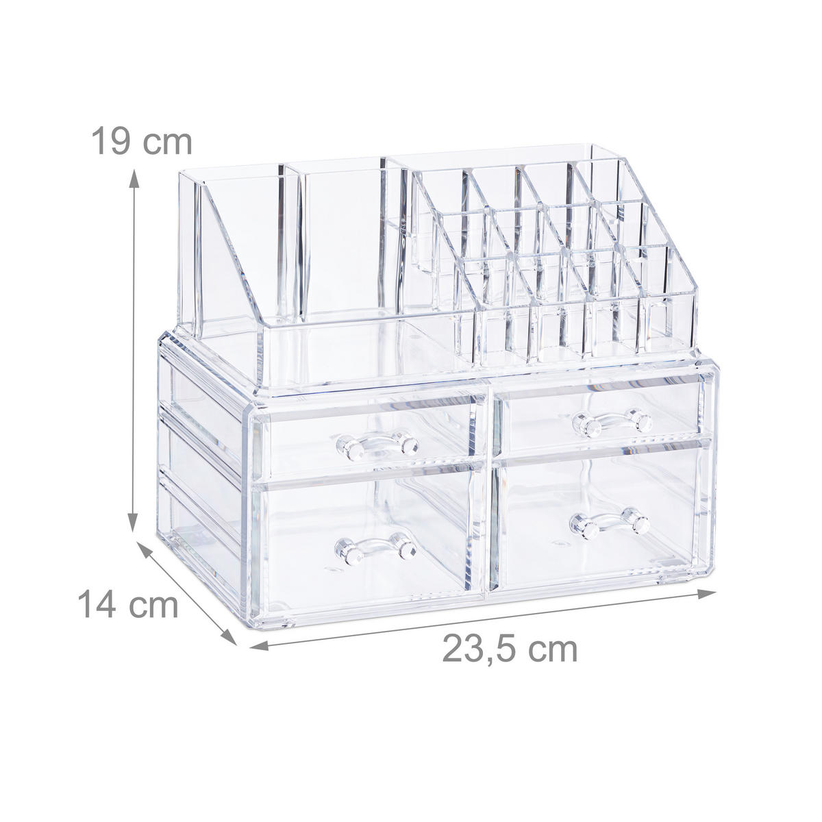 MAKE-UP Organizer - Transparent, Kunststoff (23.5/19/14cm) - Relaxdays