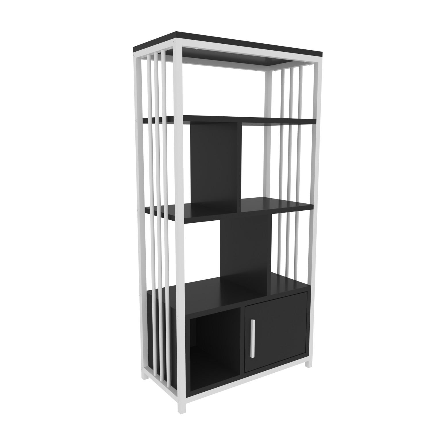 BÜCHERREGAL Valero Weiss Black - Schwarz/Weiß, Holzwerkstoff (29.6/120/60cm) - Decorotika