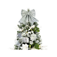 WEIHNACHTSBAUM künstlicher 60 cm mit LED-Beleuchtung, WEISSEMELODIE, mit 29 Weihnachtsbaumschmuck, Pflanztopf mit Jutesack - Silberfarben/Weiß, Kunststoff/Stein (40/60cm) - LAALU