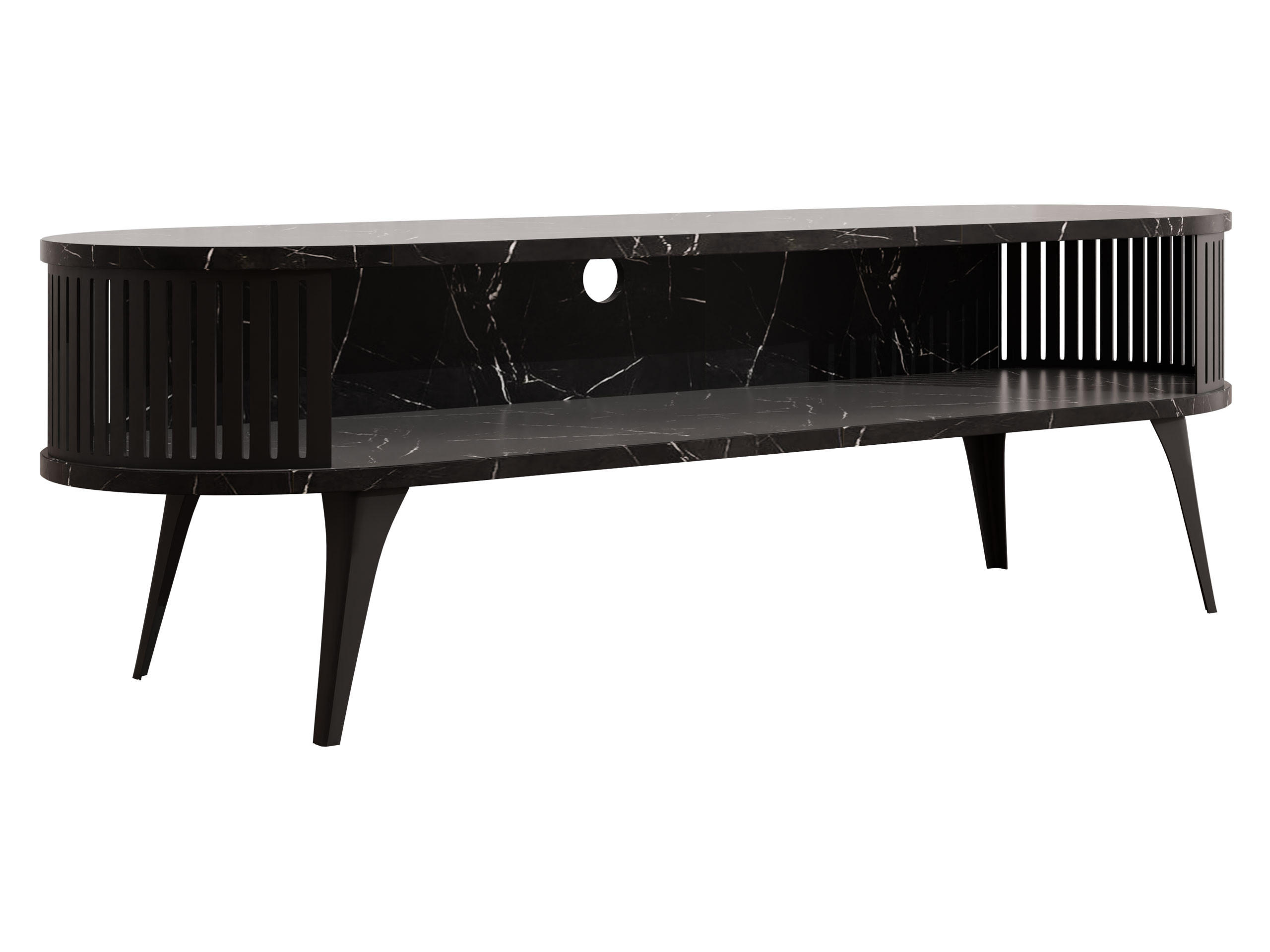 TV-LOWBOARD Roenni Oval - Multicolor/Schwarz, Holzwerkstoff/Metall (140/44/40cm) - MIRJAN24