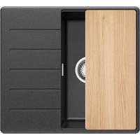 SPÜLBECKEN Kopenhagen, 2-er set Anthrazit 55/50 cm 1 Becken + Ablauf-Set + Schneidebrett ab 40er Unterschrank - Chromfarben/Anthrazit, Kunststoff (55/20/50cm) - Primagran