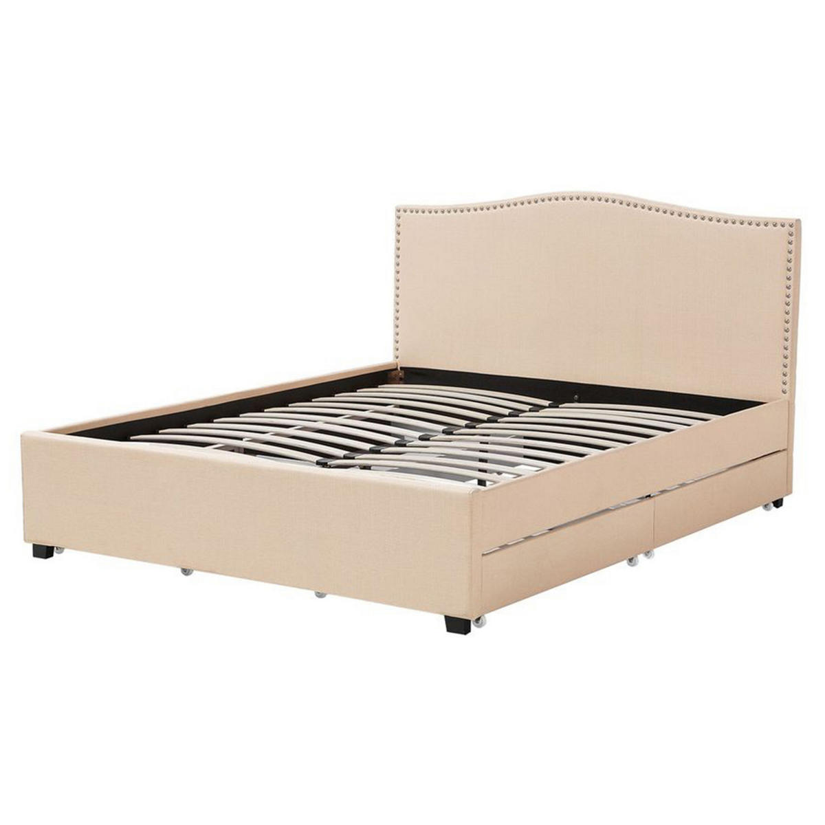 POLSTERBETT 160/200cm Beige Montpellier - Beige, Textil (160/200cm) - Beliani