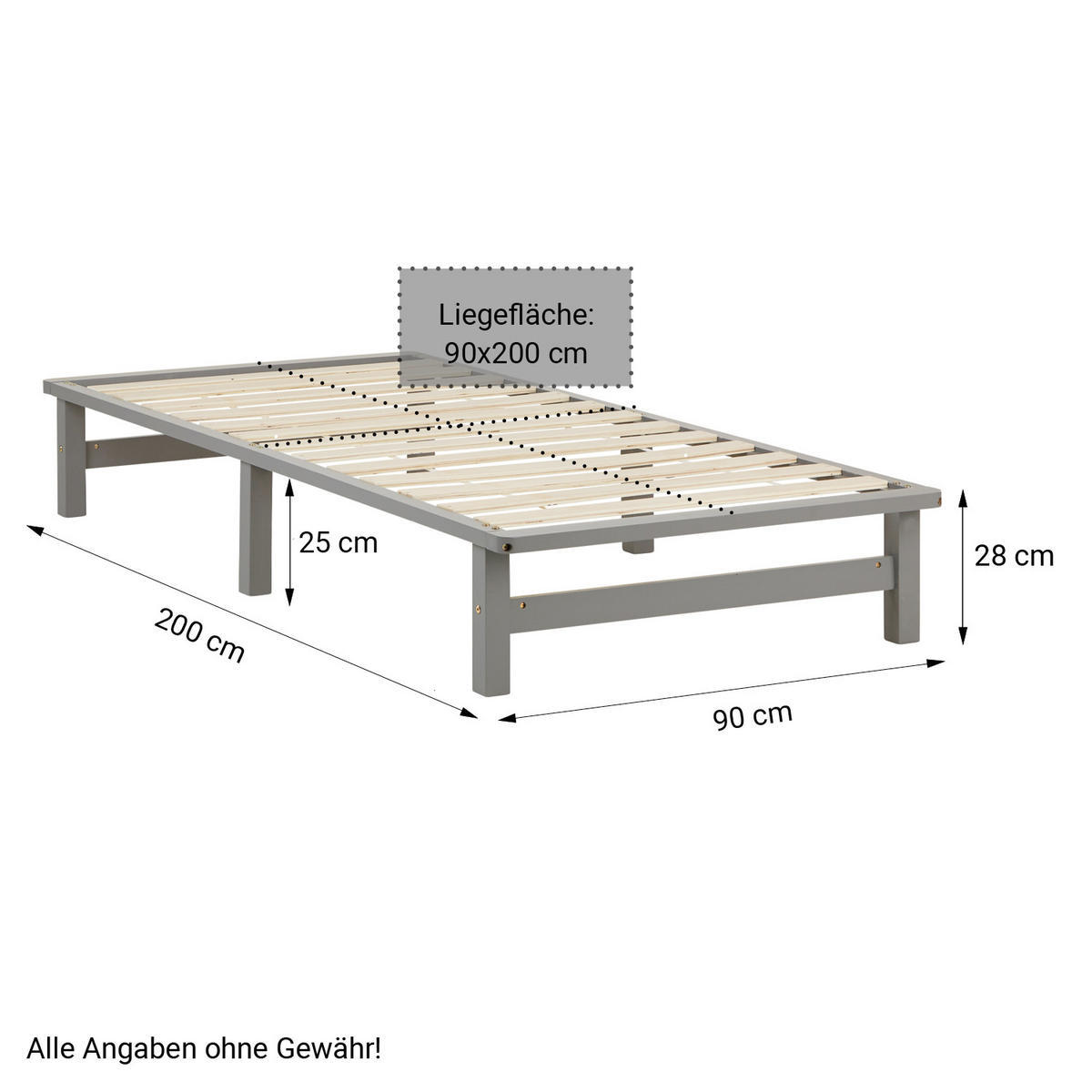 HOLZBETT mit Stauraum 90/200 cm grau - Grau, Holz (90/200cm) - Homestyle4u