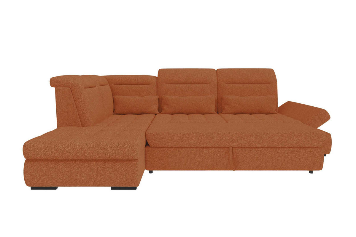 ECKSOFA Toscana Strukturstoff inkl. Schlaffunktion - Rostfarben, Textil (227/279cm) - 99rooms